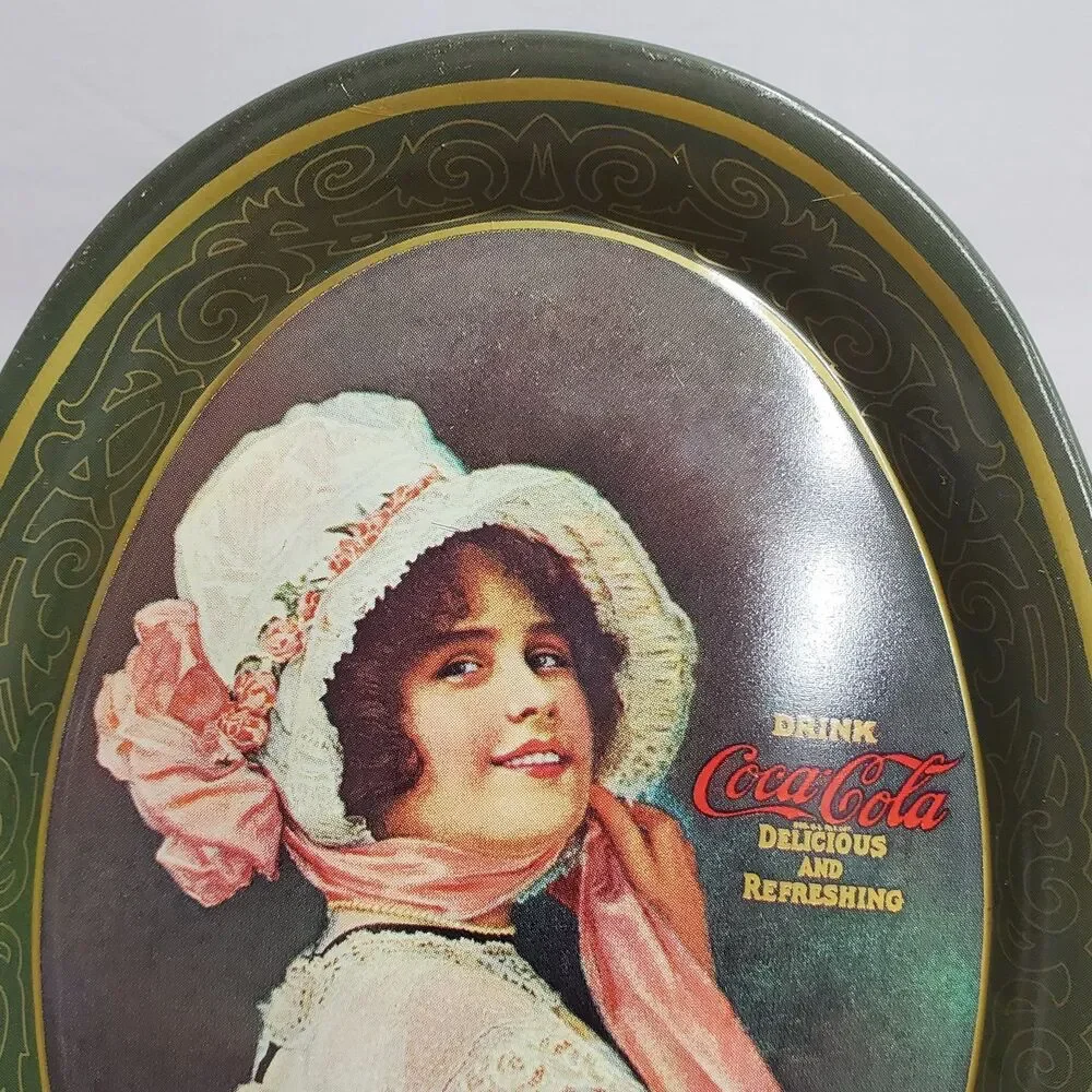 Vintage 1973 Coca Cola Mini Tin Tip Trays Oval Coke Girls Advertising Lot of 3